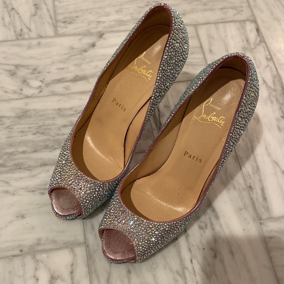 Christian Louboutin Swarovski Crystal Embellished Peep Toe size 39 - Picture 8 of 10